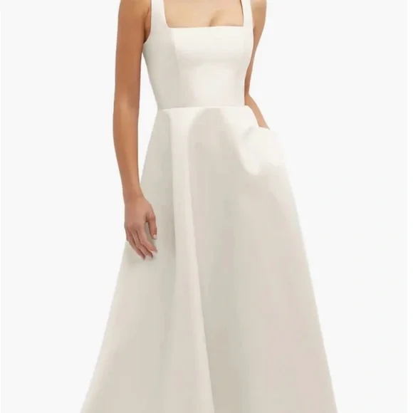 Dessy Collection Dresses | Dessy Collection Elegant Cream Midi Dress | Color: Cream/White | Size: 16 R | Mchase90's Closet